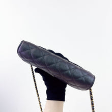 Load image into Gallery viewer, Chanel black iridescent caviar wallet on chain, woc with large CC logo
