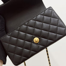 Load image into Gallery viewer, Chanel black mini lambskin, 20cm with top handle and gold hdw
