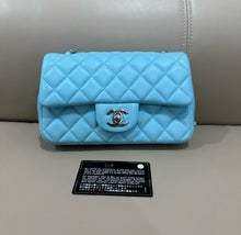 Load image into Gallery viewer, Chanel neon blue lambskin mini rectangular, silver hdw
