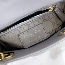 Load image into Gallery viewer, Lady Dior pearl grey lambskin mini, gold hdw
