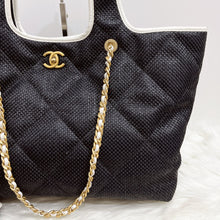 Load image into Gallery viewer, Chanel 2023 raffia calfskin blue and white coco beach tote
