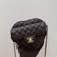 Load image into Gallery viewer, Chanel 22s CC in love lambskin large black heart bag, light gold hdw
