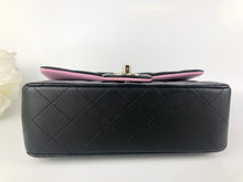 Load image into Gallery viewer, Chanel 23p black / pink two tone mini top handle, light gold hdw
