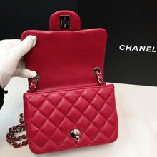 Load image into Gallery viewer, Chanel mini red caviar square, silver hdw
