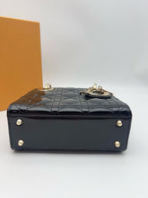 Load image into Gallery viewer, Lady Dior black mini patent, light gold champagne hardware
