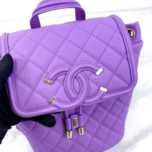 Load image into Gallery viewer, Chanel purple filigree backpack, gold hdw
