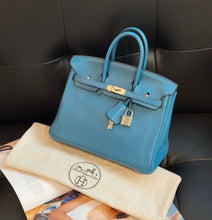 Load image into Gallery viewer, Hermes Birkin 25 blue with silver hdw
