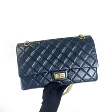 Load image into Gallery viewer, Chanel reissue navy, with gold hdw 28cm
