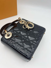 Load image into Gallery viewer, Lady Dior black mini patent, light gold champagne hardware
