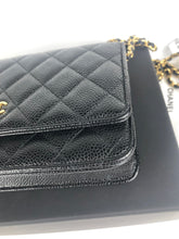 Load image into Gallery viewer, Chanel chip black caviar wallet on chain woc, gold hdw
