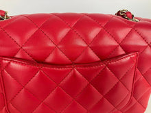 Load image into Gallery viewer, Chanel Pink/red mini lambskin with gold hdw.
