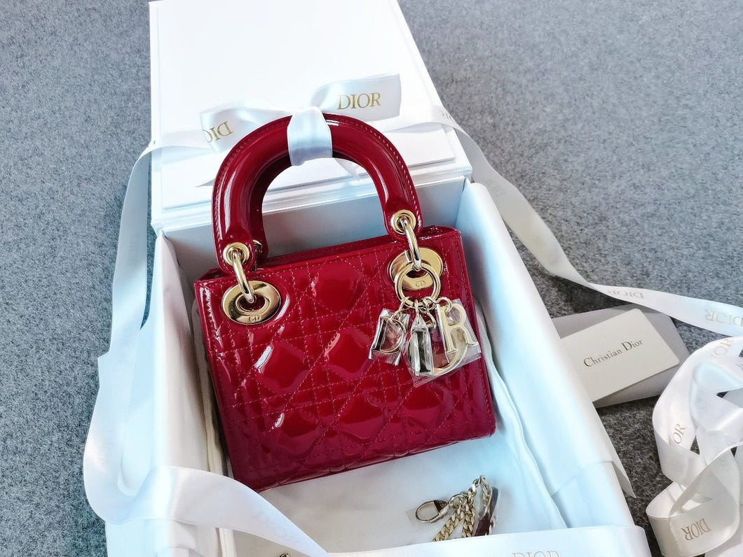 Lady Dior red mini, gold hdw