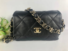 Load image into Gallery viewer, Chanel black woven logo flap from 2021 cruise collection, gold hdw
