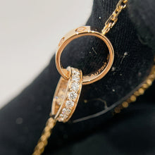 Load image into Gallery viewer, Cartier 18K rose gold double rings love pendant, half-paved diamond
