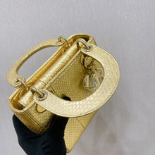 Load image into Gallery viewer, Lady Dior gold snakeskin mini, gold hdw
