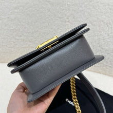 Load image into Gallery viewer, Chanel boy mini caviar, grey with gold hdw
