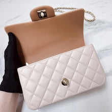 Load image into Gallery viewer, Chanel 23p mini top handle rectangular, ecru caramel bi-color, light gold hdw
