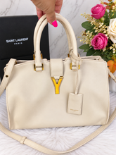 Load image into Gallery viewer, YSL Saint Laurent beige small leather cabas bag with gold hdw

