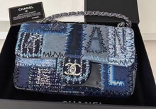 Load image into Gallery viewer, Chanel denim patchwork bag medium with silver hdw

