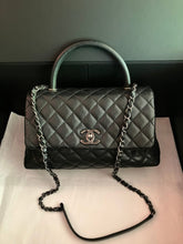 Load image into Gallery viewer, Chanel Black caviar medium coco handle, ruthenium hdw
