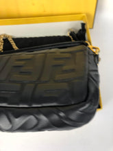 Load image into Gallery viewer, Fendi black mini baguette, gold hdw, with long strap
