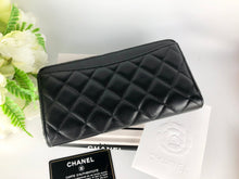 Load image into Gallery viewer, Chanel black lambskin long wallet, silver hdw
