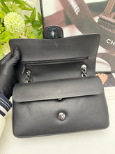 Load image into Gallery viewer, Chanel medium classic flap two tone black and blue with silver hdw.
