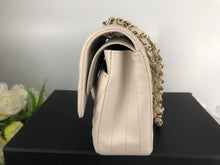 Load image into Gallery viewer, Chanel 18b ivory chevron caviar medium classic with light gold hdw
