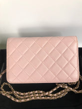Load image into Gallery viewer, Chanel light pink caviar crystal cc woc, light gold hdw
