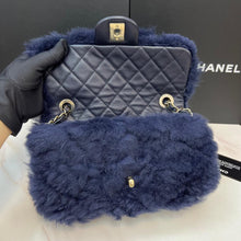 Load image into Gallery viewer, Chanel blue shearling small flap with gold hdw
