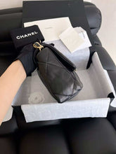Load image into Gallery viewer, Chanel small black lambskin 19, with mixed gold hdw

