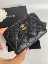 Load image into Gallery viewer, Chanel black caviar 28 series coin purse with gold hdw
