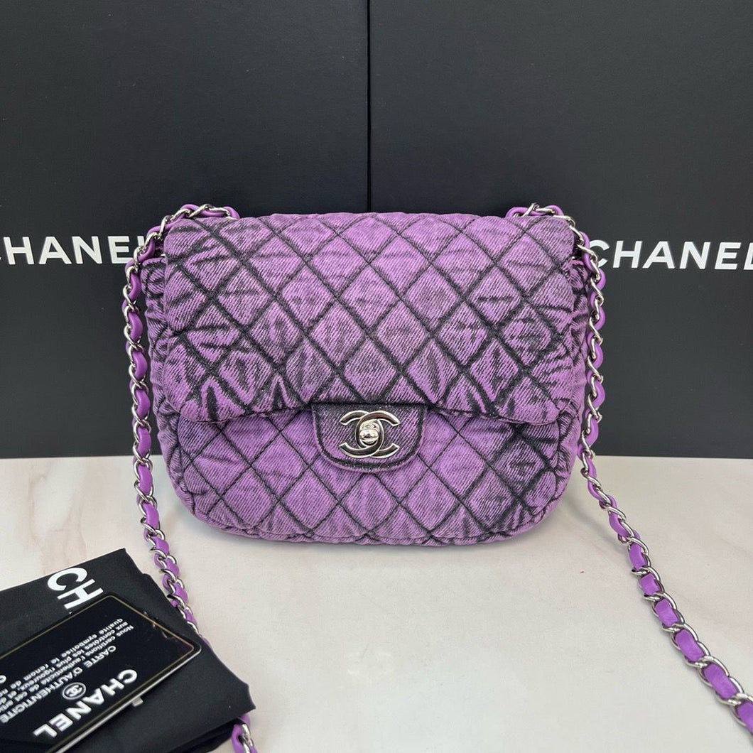 Chanel denim denimpression mini purple flap