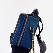 Load image into Gallery viewer, Chanel small blue filigree vanity, gold hdw
