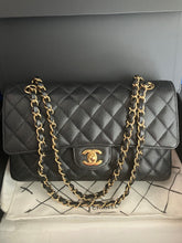Load image into Gallery viewer, Chanel black caviar medium classic flap, gold hdw
