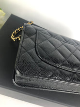 Load image into Gallery viewer, Chanel chip black caviar wallet on chain woc, gold hdw
