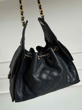 Load image into Gallery viewer, Chanel small 25 black caviar with gold hdw
