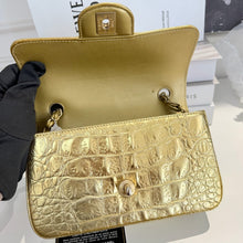 Load image into Gallery viewer, Chanel rare gold crocodile mini, aged gold hdw
