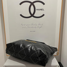 Load image into Gallery viewer, Chanel 22 black medium calfskin in contract stitching, with pouch
