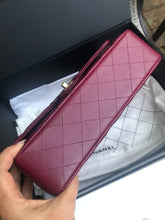 Load image into Gallery viewer, Chanel burgundy red caviar medium classic flap, light gold hdw chip full set
