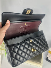 Load image into Gallery viewer, Chanel black medium lambskin classic, with gold hdw
