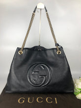 Load image into Gallery viewer, Gucci black leather soho chain tote
