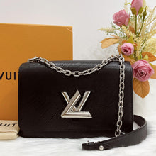 Load image into Gallery viewer, Louis Vuitton black twist MM with silver hdw

