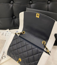 Load image into Gallery viewer, Rare Chanel vintage bag medium navy / white lambskin, gold hdw
