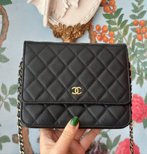 Load image into Gallery viewer, Chanel black caviar square woc, gold hdw
