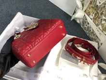 Load image into Gallery viewer, Lady Dior small red Cannage lambskin, with gold hdw
