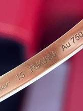 Load image into Gallery viewer, Cartier gorgeous, slim, yellow gold, love bangle, size 15
