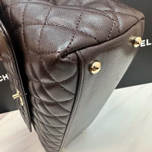 Load image into Gallery viewer, Chanel brown caviar coco handle medium with gold hdw.
