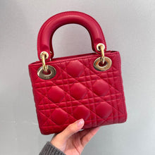 Load image into Gallery viewer, Lady Dior red mini lambskin, gold hdw
