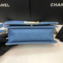 Load image into Gallery viewer, Chanel denim small boy, aged gold hdw
